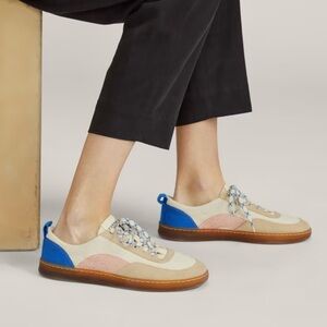 Everlane Lapis Blue Classic Red Tread Bare Canvas Sneaker in Size 9